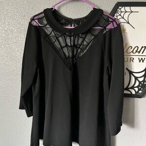 Unique Vintage Black Blouse with Web Accent